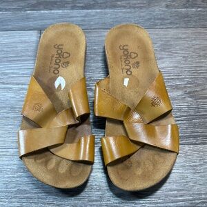 Yokono Brown Leather Sandals woman’s 7.5 (b155)
